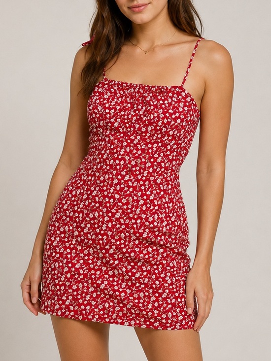 Reformation Dresses & Skirts - Reformation Abbott Printed Mini Dress Size 0 Red White Floral Feminine Cottage